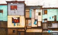 Salman Farooqi, 52 x 87 Inch, Acrylic on Canvas, Cityscape Painting, AC-SF-315